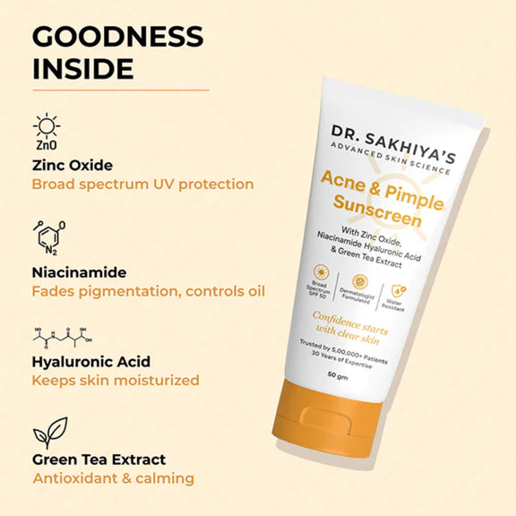 Dr.Sakhiya Acne & Pimple Sunscreen SPF 50 - 50 gm