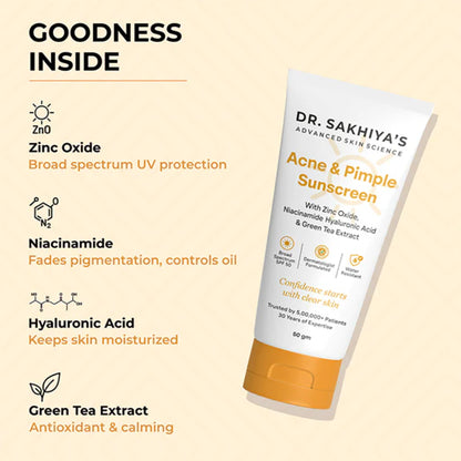 Dr.Sakhiya Acne & Pimple Sunscreen SPF 50 - 50 gm