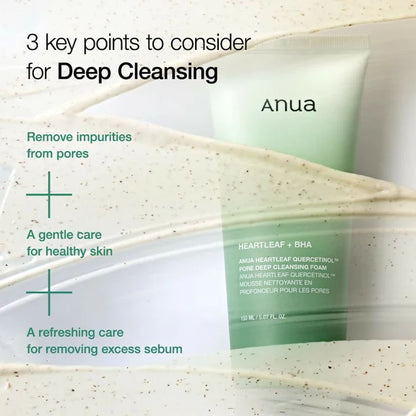Anua Heartlef Quercetinol Pore Deep Cleansing Foam - Korean Skincare - 150 ml