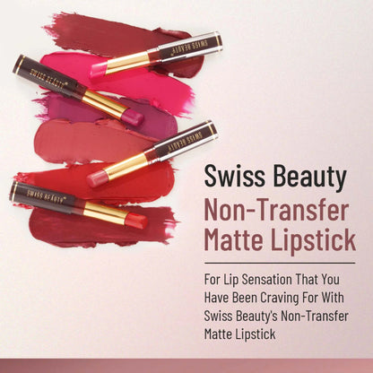 Swiss Beauty Non-Transfer Matte Lipstick - 5 Fire Pink - 2 gm