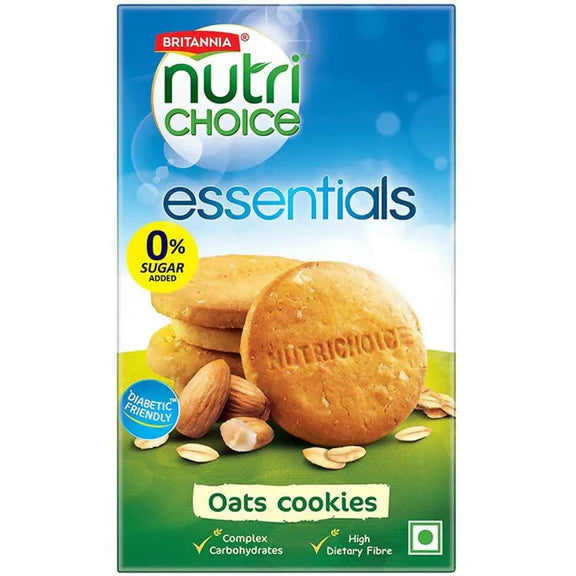 Britannia NutriChoice Essentials Oats Cookies - No Added Sugar - 150 gm