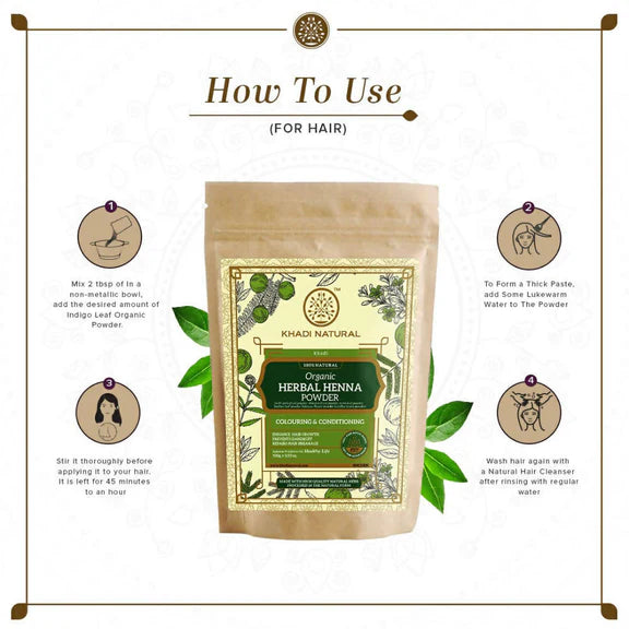 Khadi Natural Organic Herbal Henna Powder - 100 gm