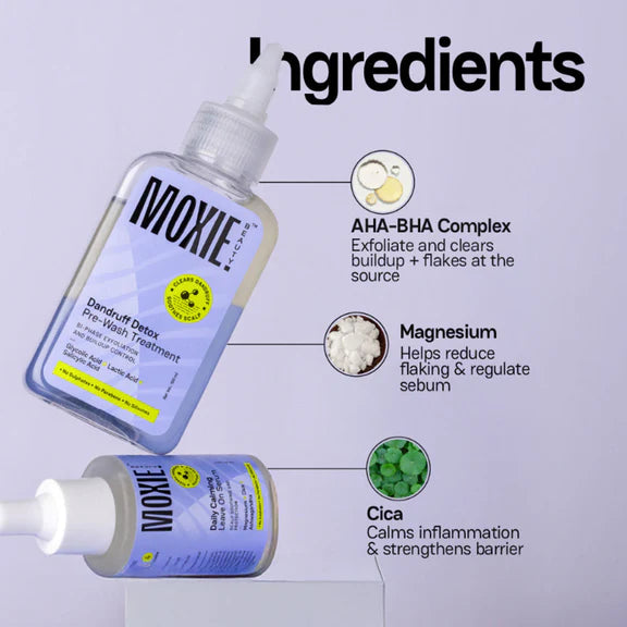 Moxie Beauty Anti-Dandruff Treatment Duo - Pre-wash Exfoliant & Leave-On Serum - combo
