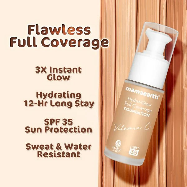 Mamaearth Hydra-Glow Full Coverage Foundation With Vitamin C & Turmeric - Beige Glow