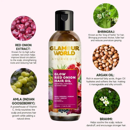 GLAMOUR WORLD AYURVEDIC Glow Red Onion Hair Oil - 100 ml