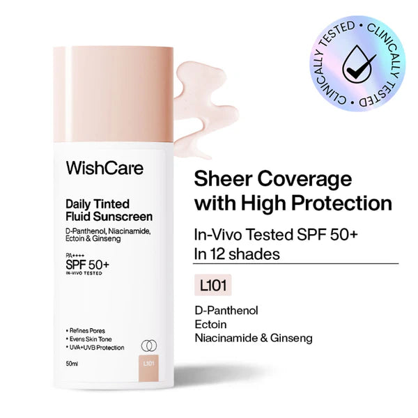 Wishcare Daily Fluid Tinted Sunscreen SPF50PA++++ - L101 - 50 ml