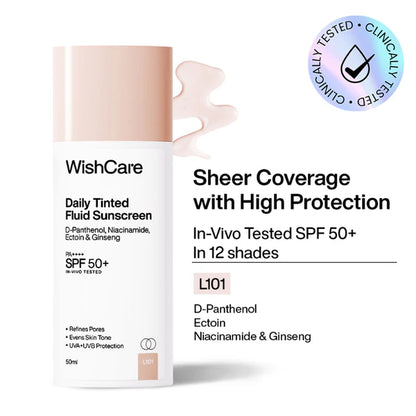 Wishcare Daily Fluid Tinted Sunscreen SPF50PA++++ - L101 - 50 ml