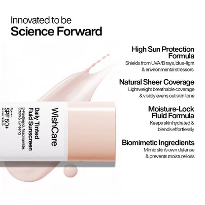 Wishcare Daily Fluid Tinted Sunscreen SPF50PA++++ - L101 - 50 ml