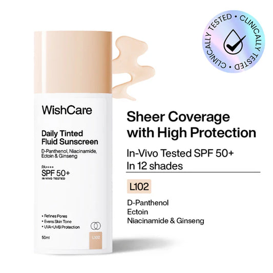 Wishcare Daily Fluid Tinted Sunscreen SPF50PA++++ - L102 - 50 ml