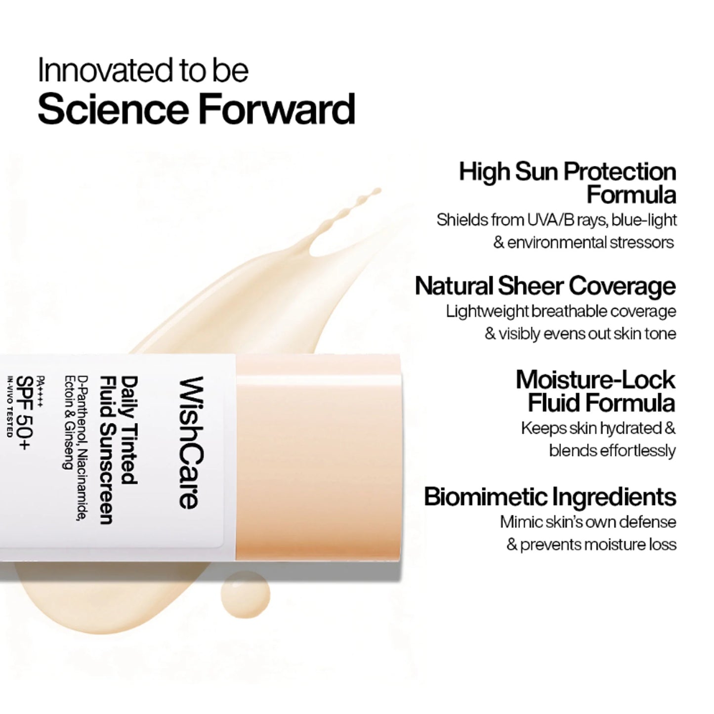 Wishcare Daily Fluid Tinted Sunscreen SPF50PA++++ - L102 - 50 ml