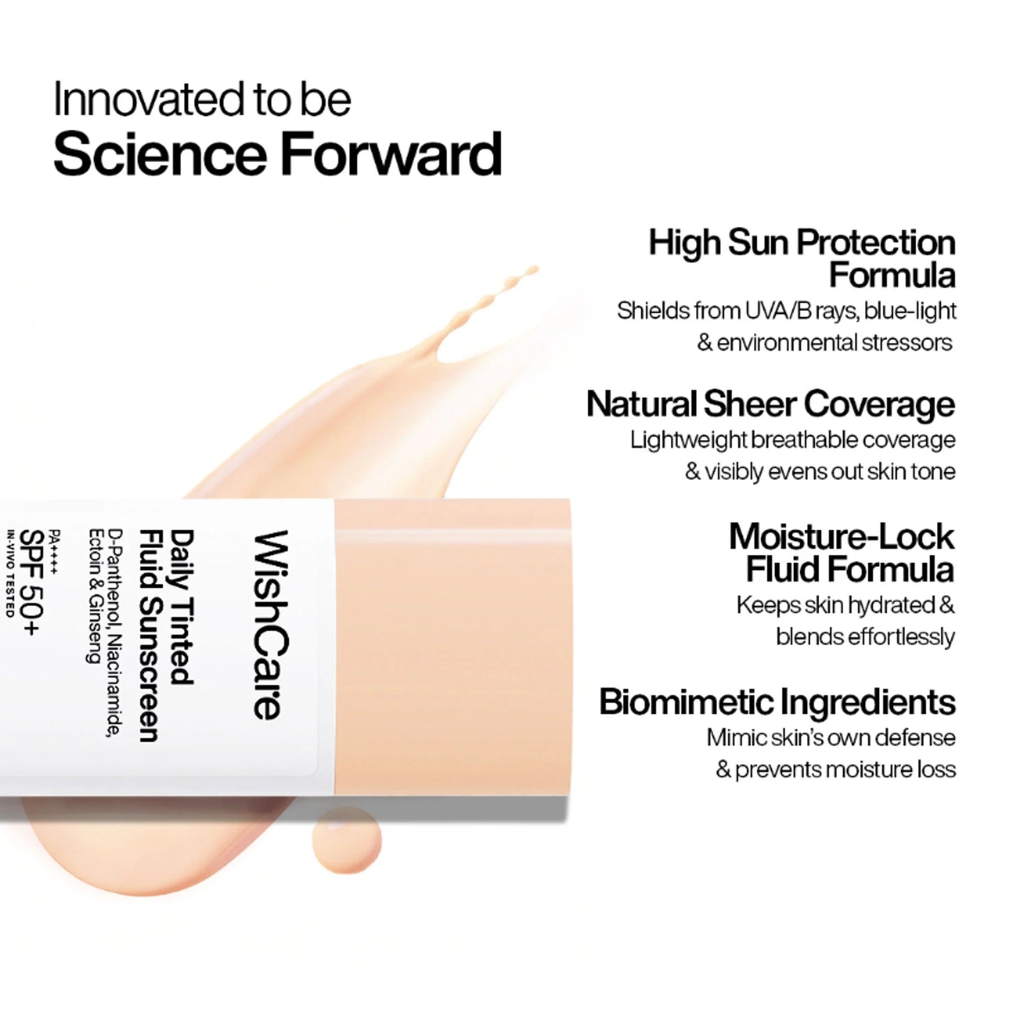 Wishcare Daily Fluid Tinted Sunscreen SPF50PA++++ - L103 - 50 ml