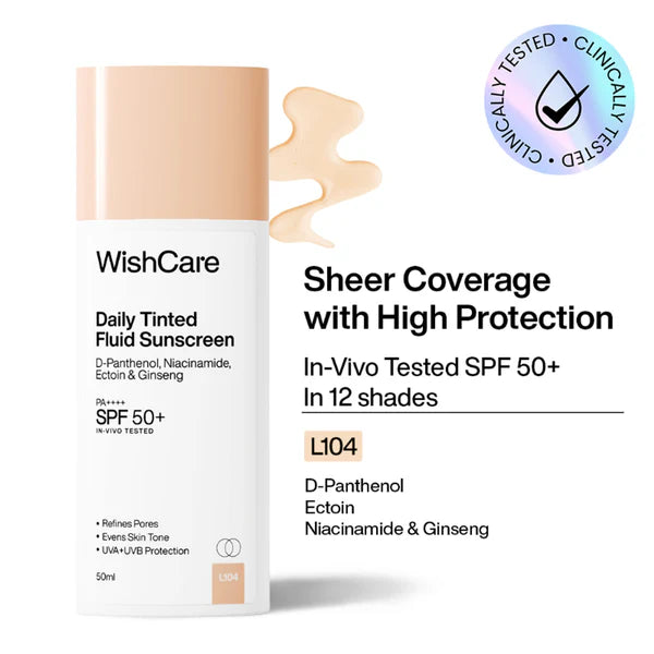 Wishcare Daily Fluid Tinted Sunscreen SPF50PA++++ - L104 - 50 ml