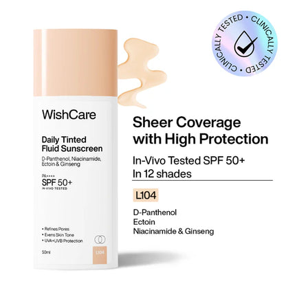 Wishcare Daily Fluid Tinted Sunscreen SPF50PA++++ - L104 - 50 ml