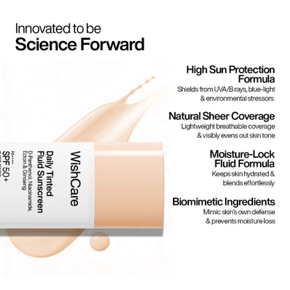 Wishcare Daily Fluid Tinted Sunscreen SPF50PA++++ - L104 - 50 ml