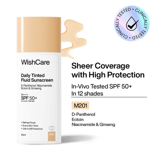 Wishcare Daily Fluid Tinted Sunscreen SPF50PA++++ - M201 - 50 ml