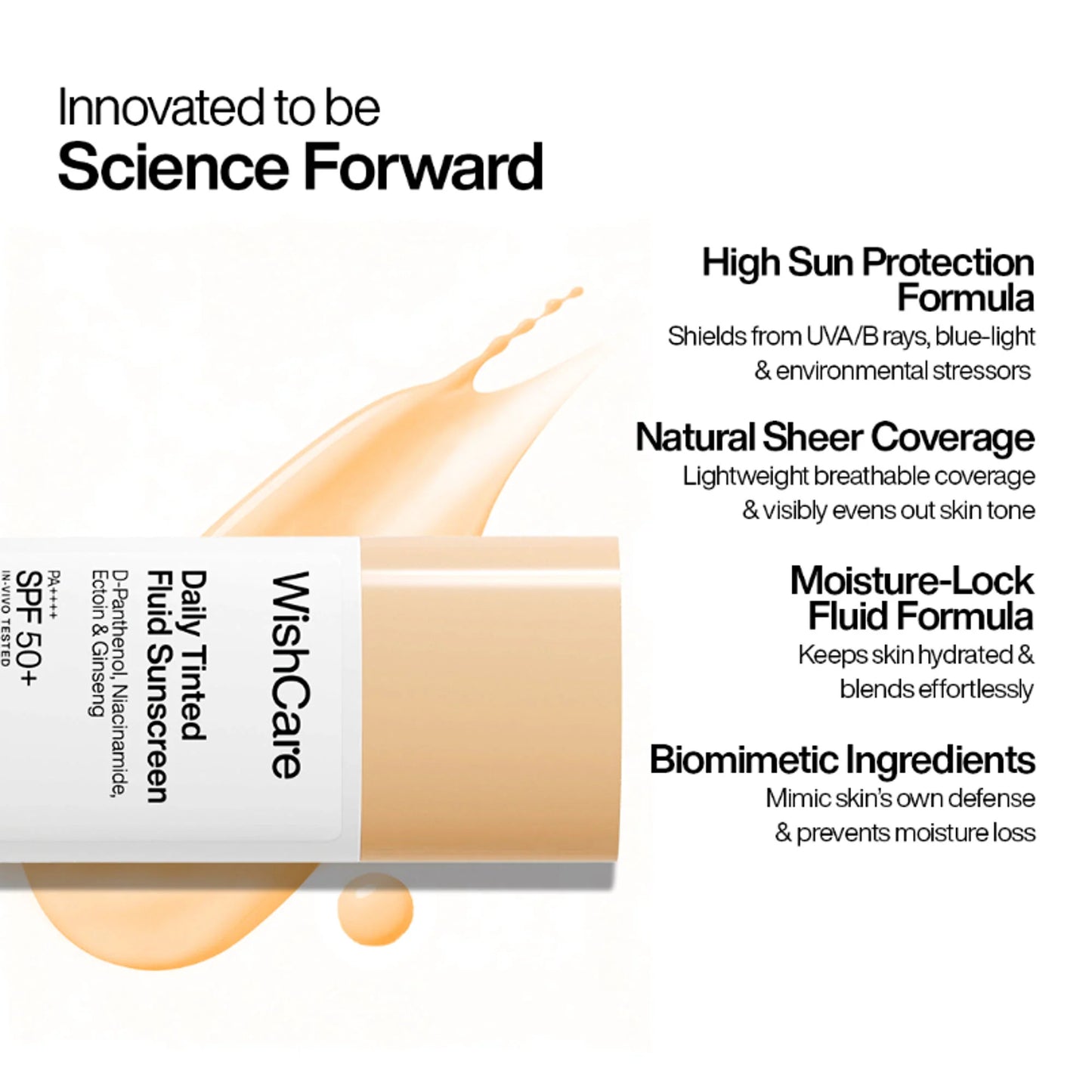 Wishcare Daily Fluid Tinted Sunscreen SPF50PA++++ - M201 - 50 ml