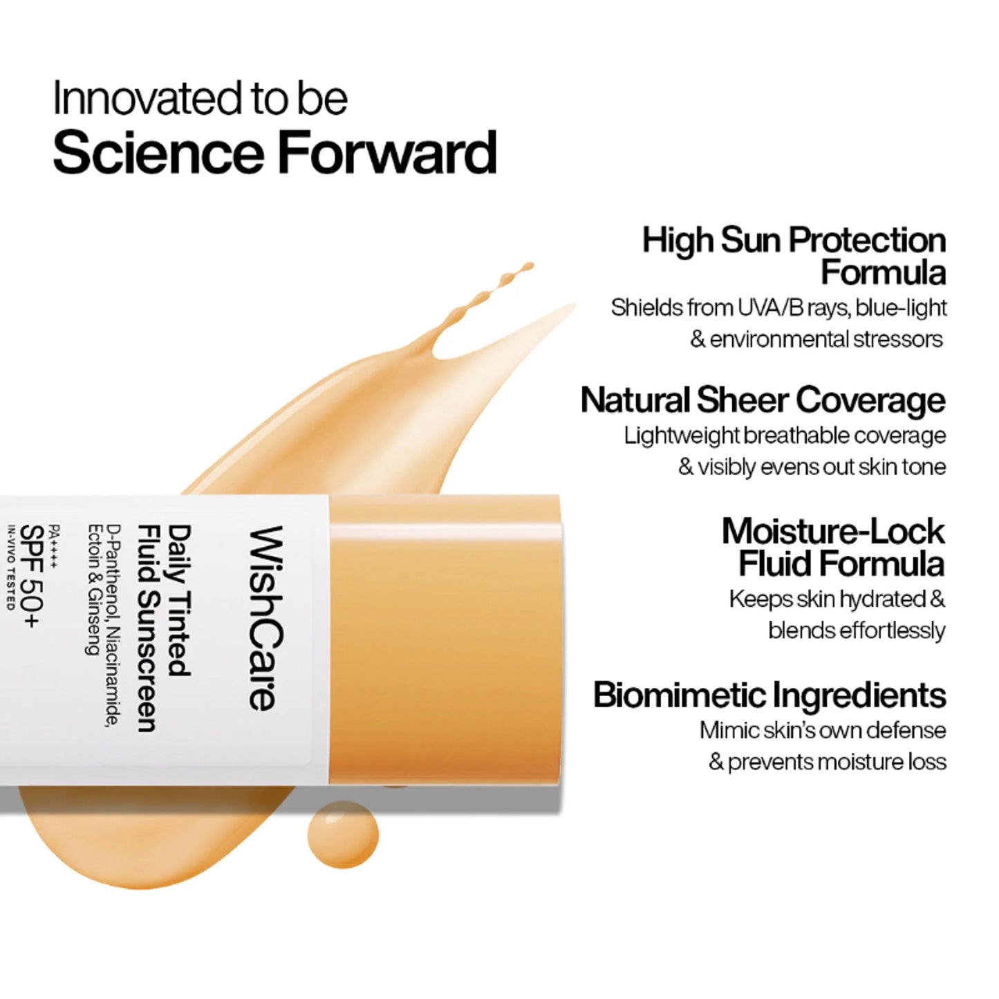 Wishcare Daily Fluid Tinted Sunscreen SPF50PA++++ - M202 - 50 ml
