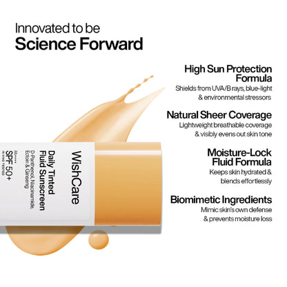 Wishcare Daily Fluid Tinted Sunscreen SPF50PA++++ - M202 - 50 ml