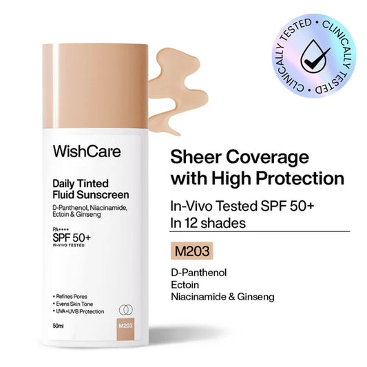Wishcare Daily Fluid Tinted Sunscreen SPF50PA++++ - M203 - 50 ml