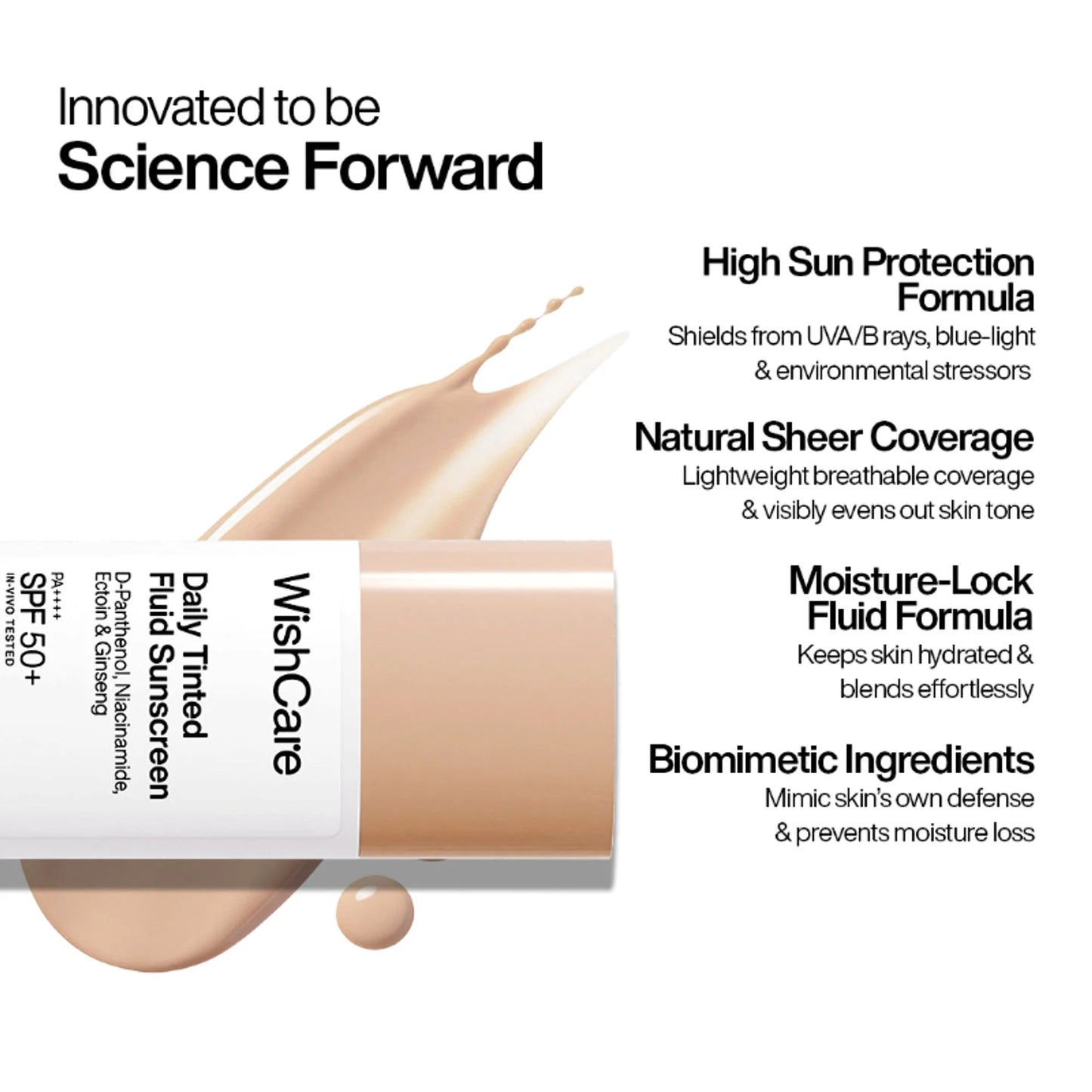 Wishcare Daily Fluid Tinted Sunscreen SPF50PA++++ - M203 - 50 ml