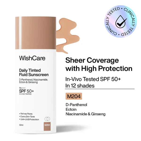 Wishcare Daily Fluid Tinted Sunscreen SPF50PA++++ - M204 - 50 ml