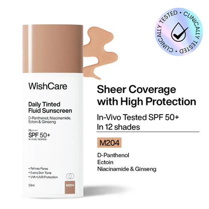 Wishcare Daily Fluid Tinted Sunscreen SPF50PA++++ - M204 - 50 ml