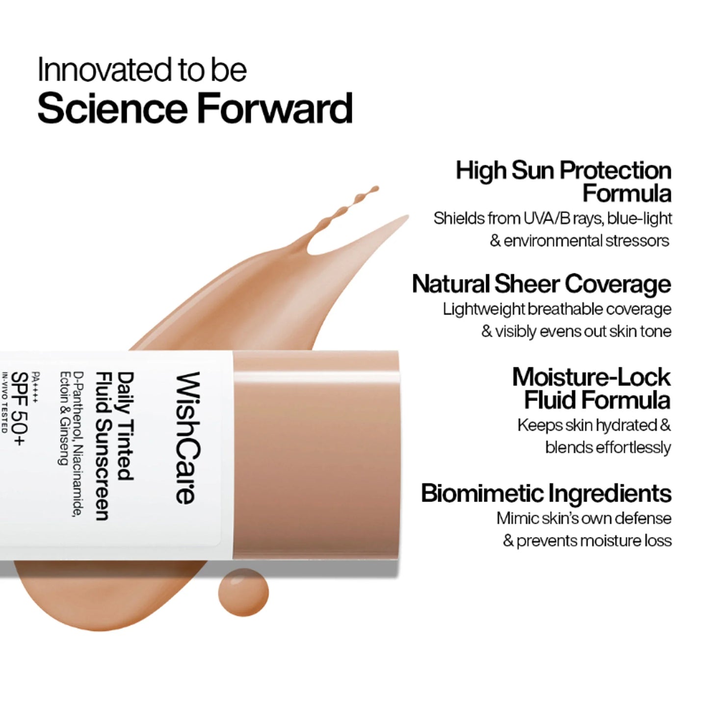 Wishcare Daily Fluid Tinted Sunscreen SPF50PA++++ - M204 - 50 ml