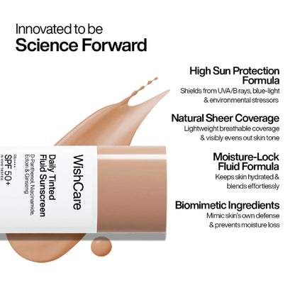 Wishcare Daily Fluid Tinted Sunscreen SPF50PA++++ - M204 - 50 ml