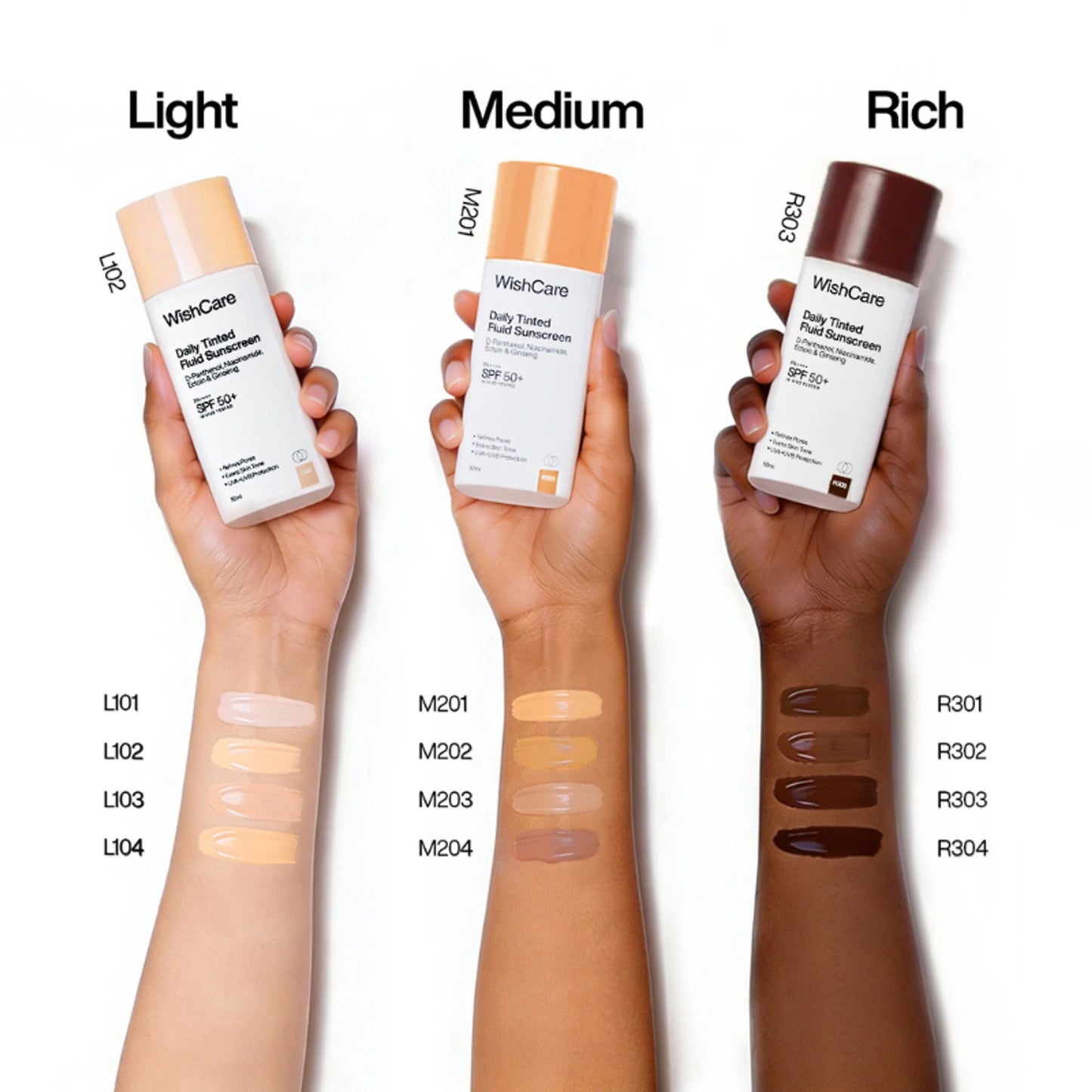 Wishcare Daily Fluid Tinted Sunscreen SPF50PA++++ - M204 - 50 ml