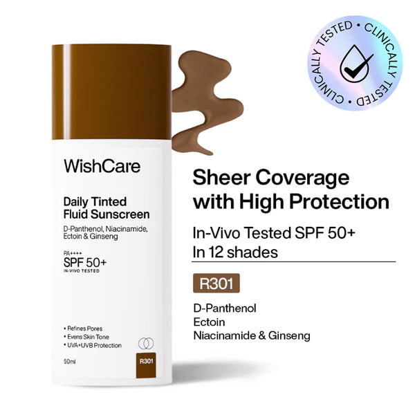 Wishcare Daily Fluid Tinted Sunscreen SPF50PA++++ - R301 - 50 ml