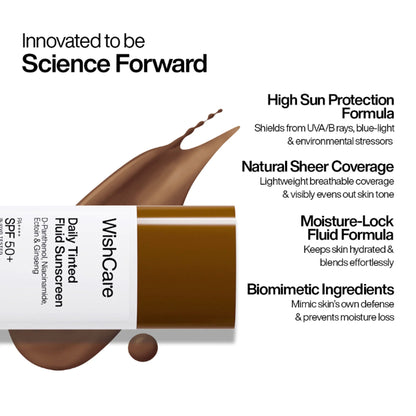 Wishcare Daily Fluid Tinted Sunscreen SPF50PA++++ - R301 - 50 ml