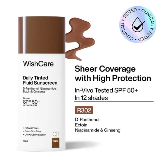 Wishcare Daily Fluid Tinted Sunscreen SPF50PA++++ - R302 - 50 ml