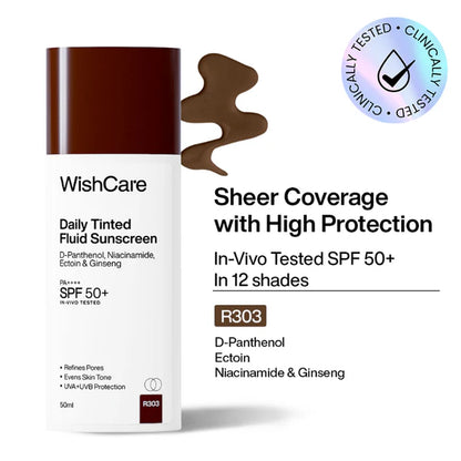 Wishcare Daily Fluid Tinted Sunscreen SPF50PA++++ - R303 - 50 ml