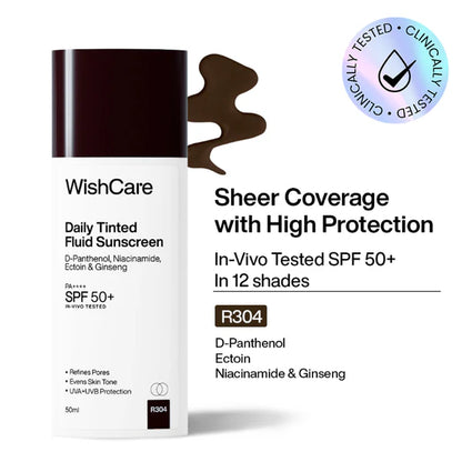 Wishcare Daily Fluid Tinted Sunscreen SPF50PA++++ - R304 - 50 ml