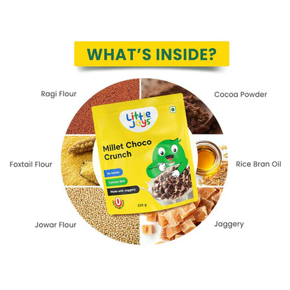 Little Joys Millet Choco Crunch Breakfast Cereal for Kids Made with Ragi, Jowar, Foxtail & Red Rice - 250 gm