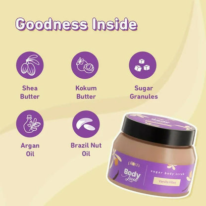 Plum Body lovin Vanilla Vibes Sugar Body Scrub - 200 gm