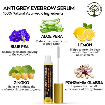 Ivory Natural Grey Eyebrow Serum - Rejuvenates, Nourishes, And Restores Natural Color Of Eyebrows - 10 ml