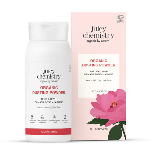 Juicy Chemistry Organic Dusting Powder Fortified With Damask Rose & Jasmine - 100 gm