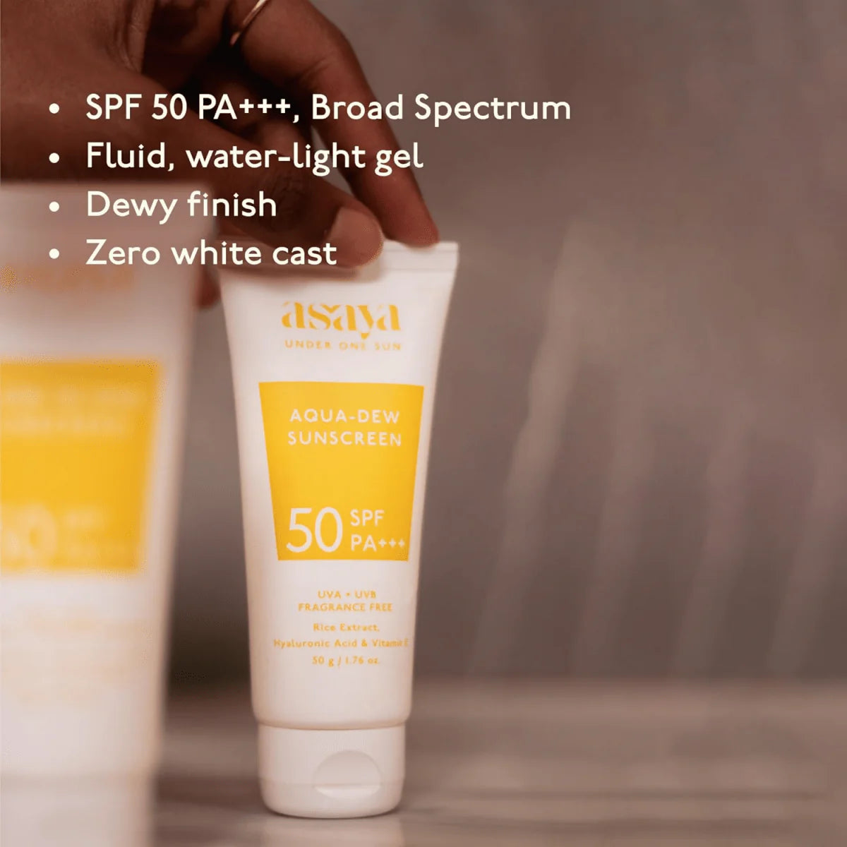 Asaya Aqua Dew Sunscreen SPF 50 PA+++ With Rice Extract For All Skin Types - 50 ml