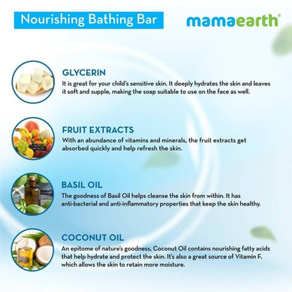 Mamaearth Nourishing Baby Bathing Bar Soap For Gently Cleanses, Retains Moisture, Fruity Essence -75 gm (set of 5)