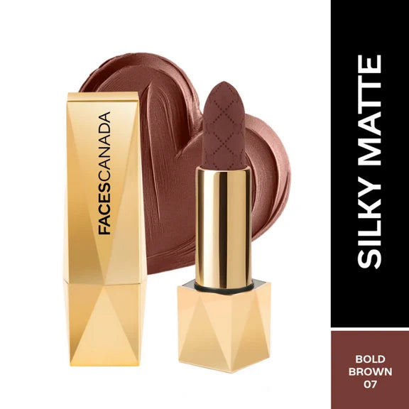 Faces Canada Comfy Silk Obsession Lipstick - Bold Brown 07 - 4 gm