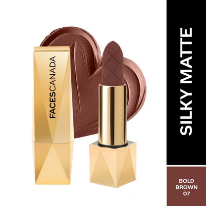 Faces Canada Comfy Silk Obsession Lipstick - Bold Brown 07 - 4 gm