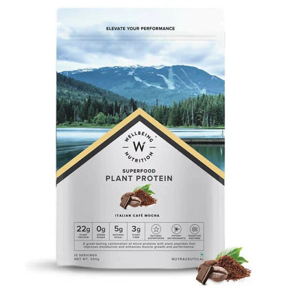Wellbeing Nutrition Superfood Plant Protein Isolate - Italian Cafe Mocha - 500 gm