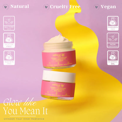 Natural Vibes Vitamin C + Glutathione Glow & Brightening Face Day & Night Cream - 50 gm