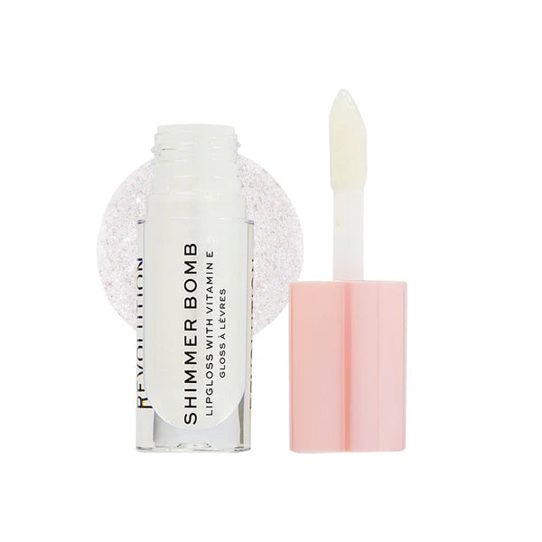 Makeup Revolution Shimmer Bomb Lipgloss-Infused With Vitamin E For Extra Nourishment - Beam Pearl - 4.5 ml