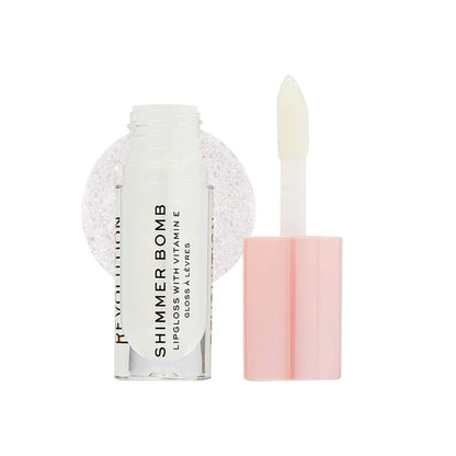 Makeup Revolution Shimmer Bomb Lipgloss-Infused With Vitamin E For Extra Nourishment - Beam Pearl - 4.5 ml
