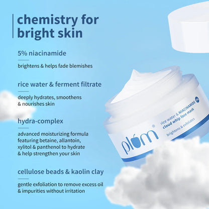 Plum Rice Water & 5% Niacinamide Cloud Whip Face Mask - 50 gm