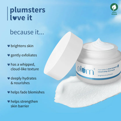 Plum Rice Water & 5% Niacinamide Cloud Whip Face Mask - 50 gm