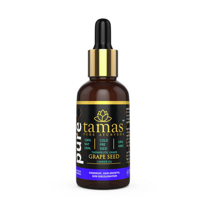 Tamas Pure Ayurveda 100% Organic Grape Seed Cold Pressed Carrier Oil- USDA Certified Organic- 30ML