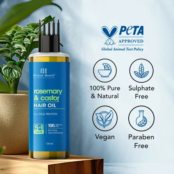 Botanic Hearth Rosemary & Castor Hair Oil - 150 ml